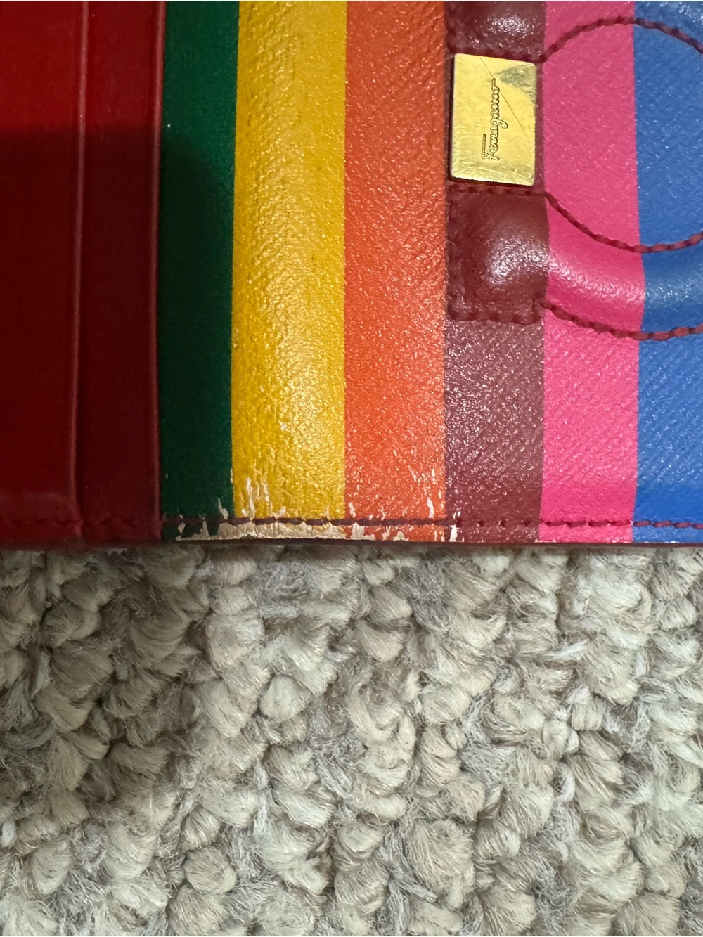 Salvatore Ferragamo Colorful Rainbow Stripe Women's Wallet - Multicolor - Picture 8 of 14